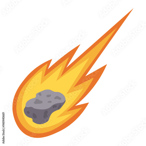 Asteroid Vector Illustration. Falling Meteor. Vector Art in Cartoon Style.