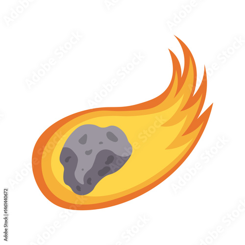 Asteroid Vector Illustration. Falling Meteor. Vector Art in Cartoon Style.