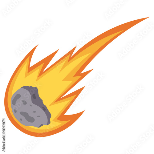 Asteroid Vector Illustration. Falling Meteor. Vector Art in Cartoon Style.