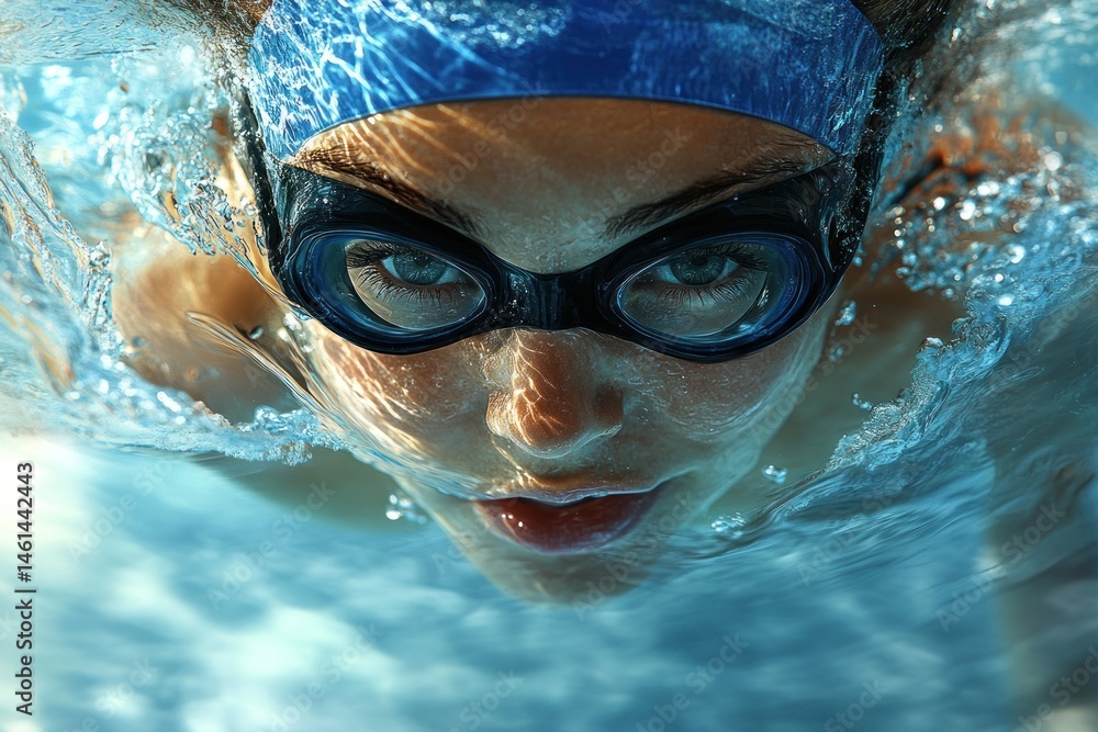 Naklejka premium Focused swimmer underwater