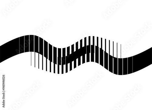 Modern striped pattern, black on white background. Wavy thick lines. Vector background for advertising, announcements, posters. Design element.