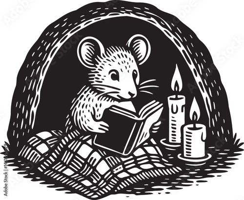 vector illustration of a mouse with a book