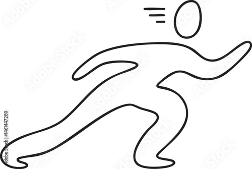 A stylized silhouette of a figure leaping upwards.