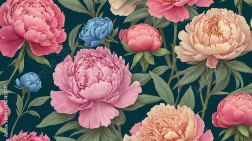 vibrant carnation Peonies flower colourfull