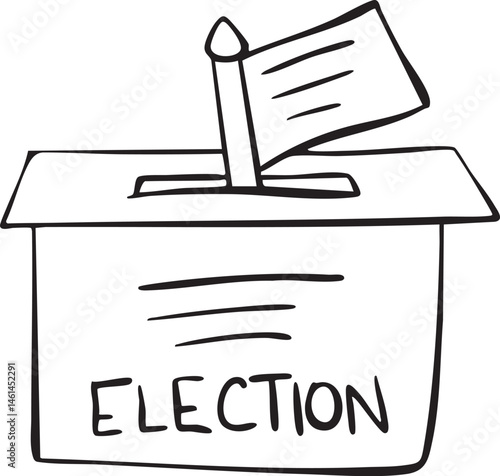 A simple ballot box with a voting slip emerging.