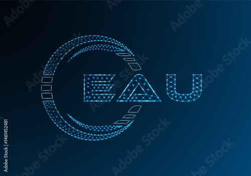 EAU low poly letter logo vector design. EAU lower poly logo design. Low poly logo.