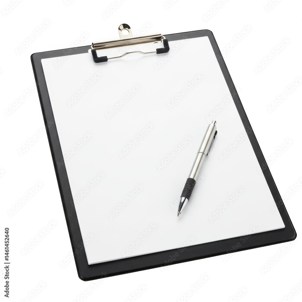 custom made wallpaper toronto digitalA clipboard with blank paper and a pen against a dark background shot on transparent background