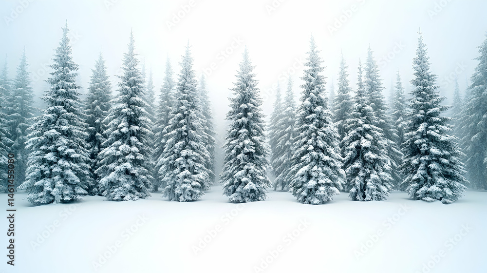 Fototapeta premium Snowy winter forest scene