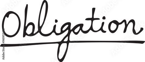 A handwritten word 'Obligation' is prominently displayed against a black background.