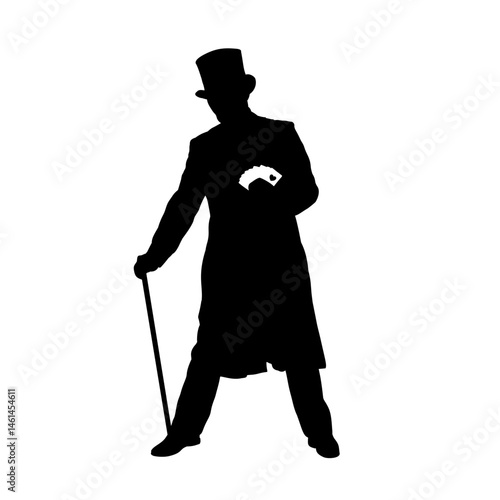 Illusionist silhouette, magician - vector illustration