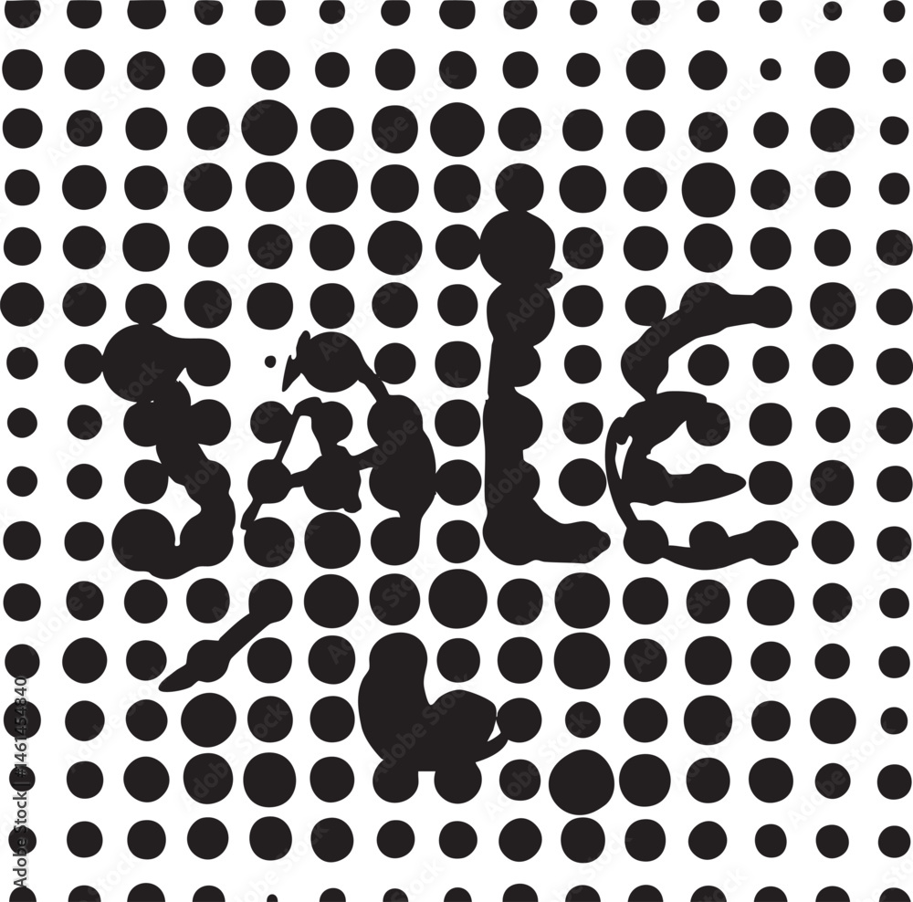 Fototapeta premium Bold 'SALE' emerges from a scattered of black dots on white.