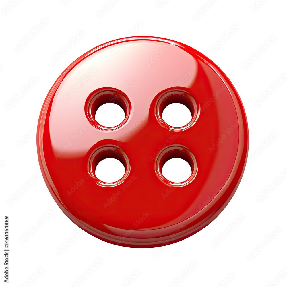 Round red button with four holes Round red button with four holes