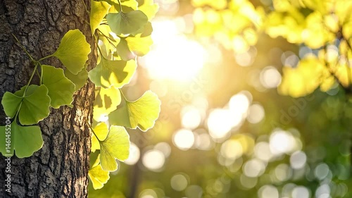 Ginkgo Leaves in Sunlight