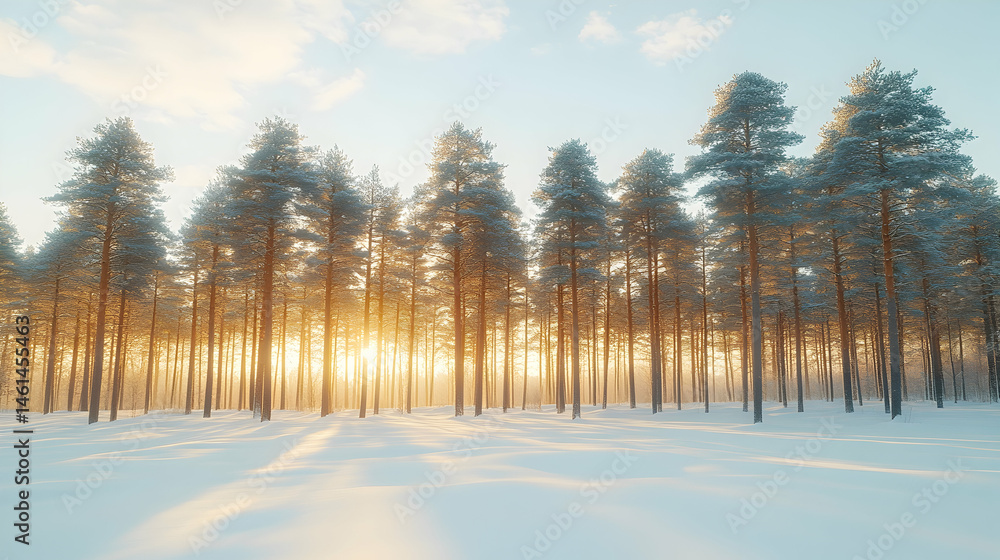 Obraz premium Winter forest sunrise