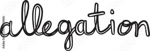 A handwritten word 'allegation' is displayed on a white background.