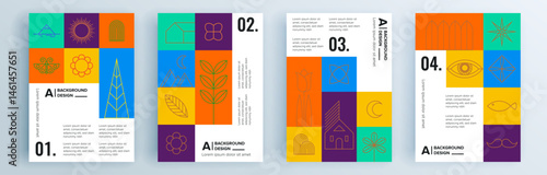 Modern abstract covers set, minimal covers design. Colorful geometric background, vector illustration.