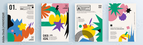 Modern abstract covers set, minimal covers design. Colorful geometric background, vector illustration.