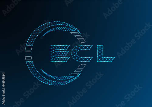 ECL low poly letter logo vector design. ECL lower poly logo design. Low poly logo.