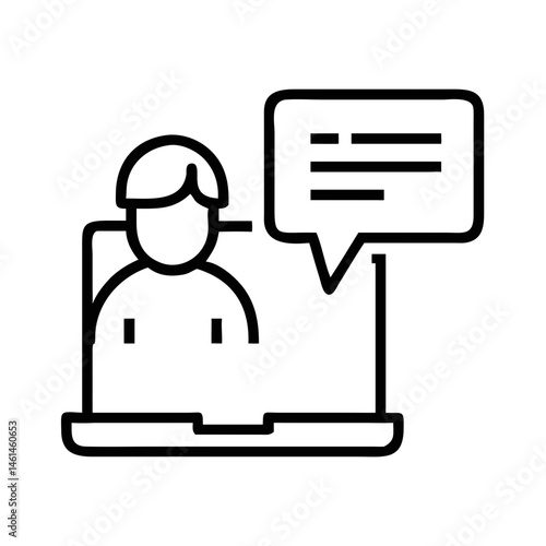 Online Moderator Engaging Through Chat Against a Laptop Background  