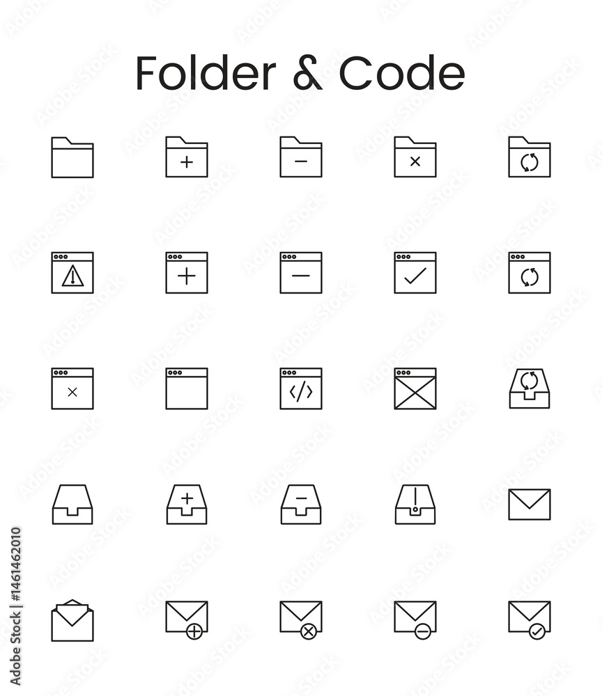 folder and code icons set folder and code icons set