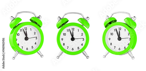 Obraz na płótnie classic watch, pointer clock, green color alarm watch on isolated white background close up w salonie