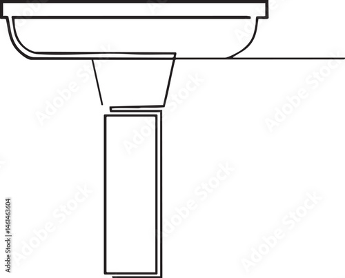 A simple white ceramic sink sits atop a rectangular pedestal.
