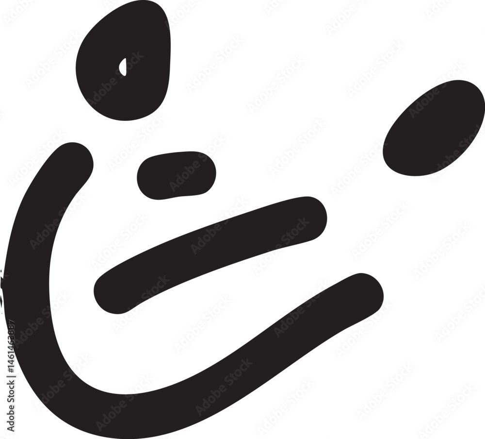 Three simple rounded shapes are arranged in a dynamic composition. Three simple rounded shapes are arranged in a dynamic composition.