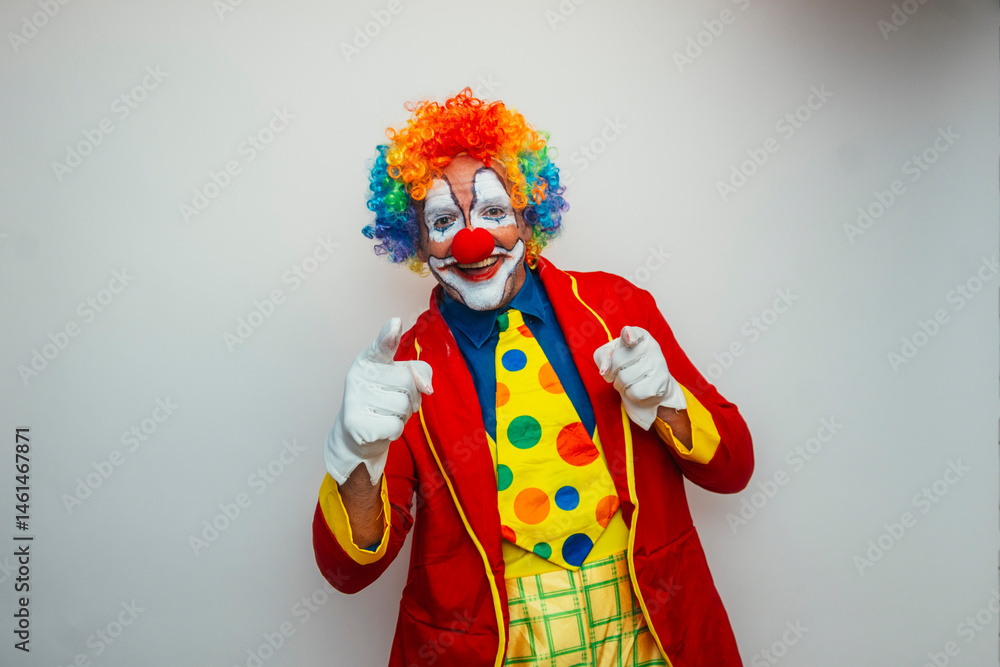 Clown surprised with white gloves up Clown surprised with white gloves up