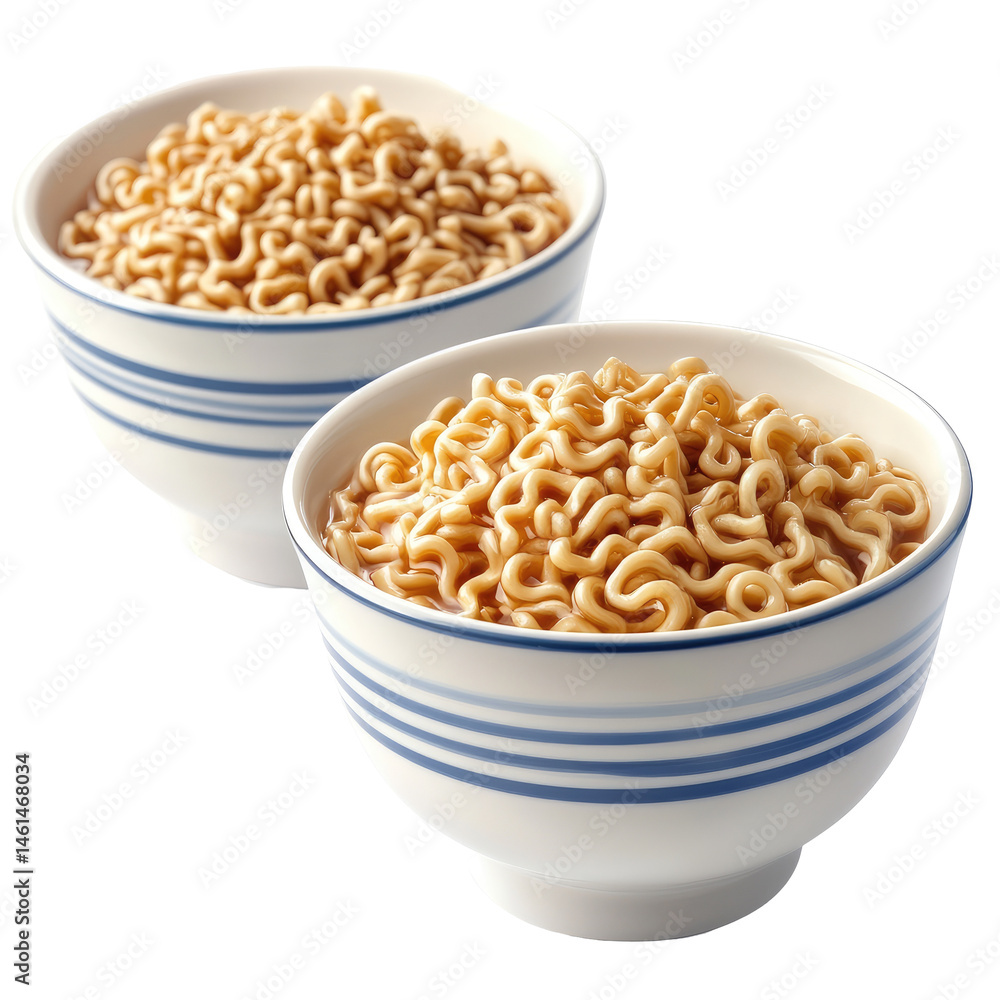 Two bowls of instant noodles Two bowls of instant noodles