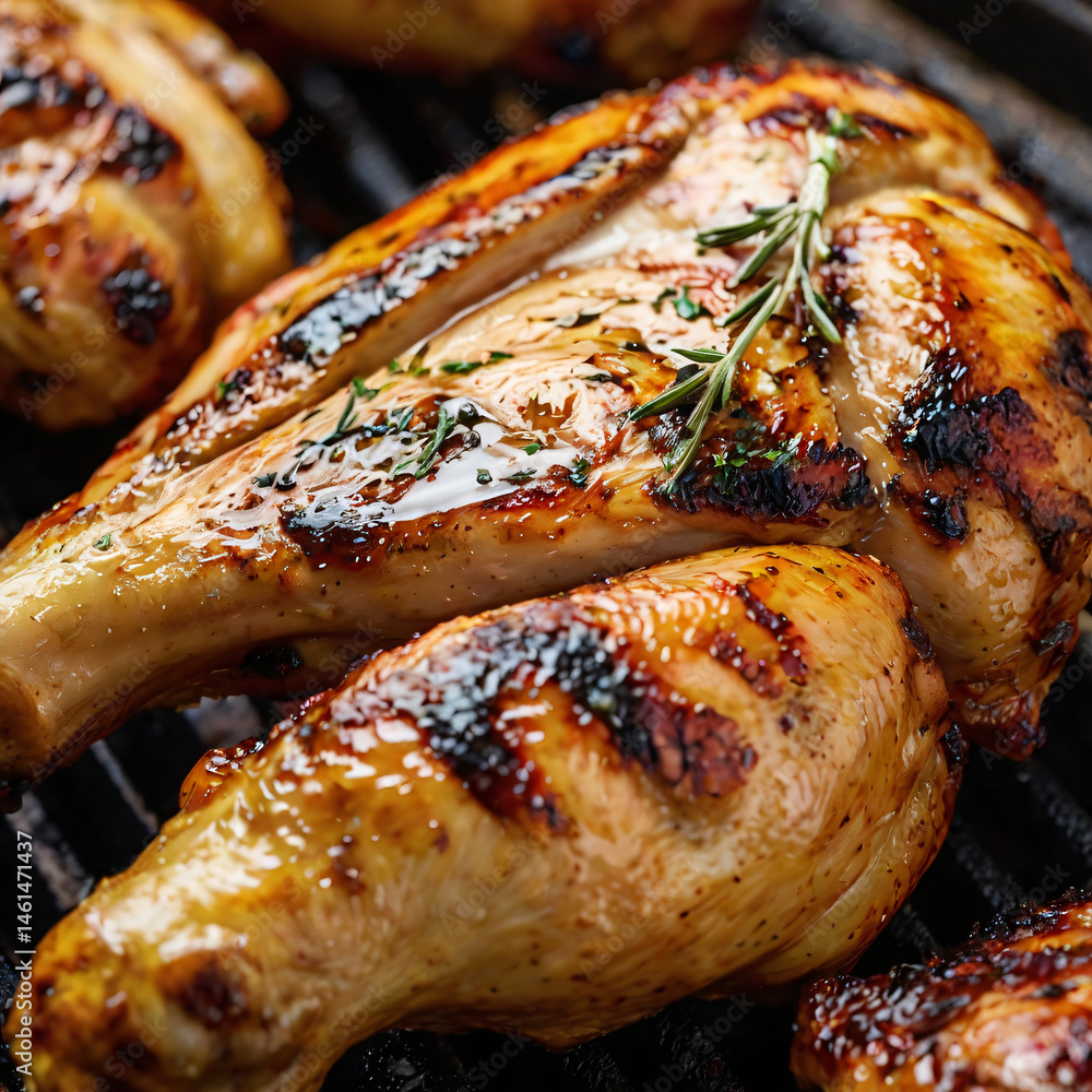Rustic Grilled Chicken Close-Up Rustic Grilled Chicken Close-Up