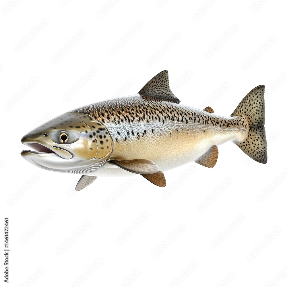 Obraz premium Detailed side view of a fresh salmon