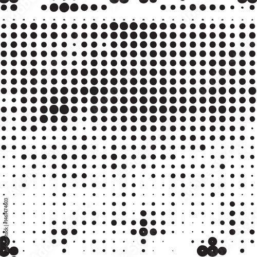 A dense of black and white circles gradually transitions from dark to light.
