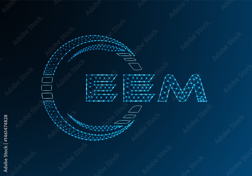 Fototapeta premium EEM low poly letter logo vector design. EEM lower poly logo design. Low poly logo.