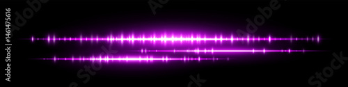Bright purple audio waveform with dual frequency bands and glowing shine. Ideal for podcast visuals, sound signal analysis, equalizer interface or electronic music display.