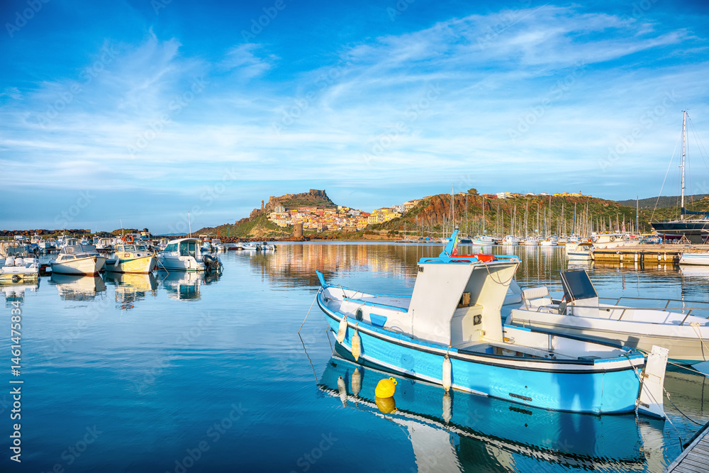 Unbelivable view of Medieval town of Castelsardo. Cityscape of Castelsardo port.