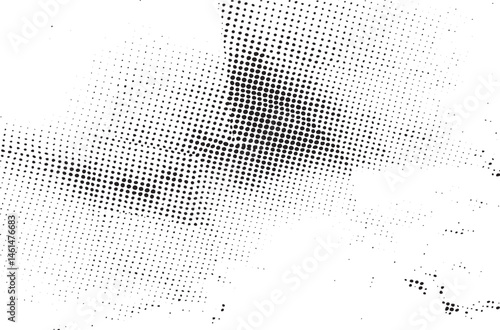 A densely patterned black and white halftone displays a blurred circular form.