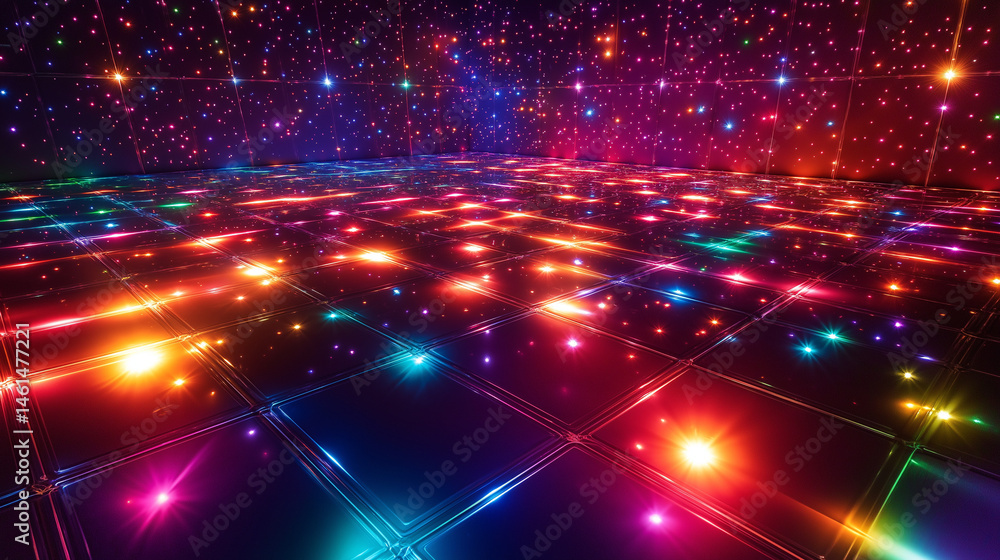 Naklejka premium A cosmic dance floor made of a glowing crystal lattice
