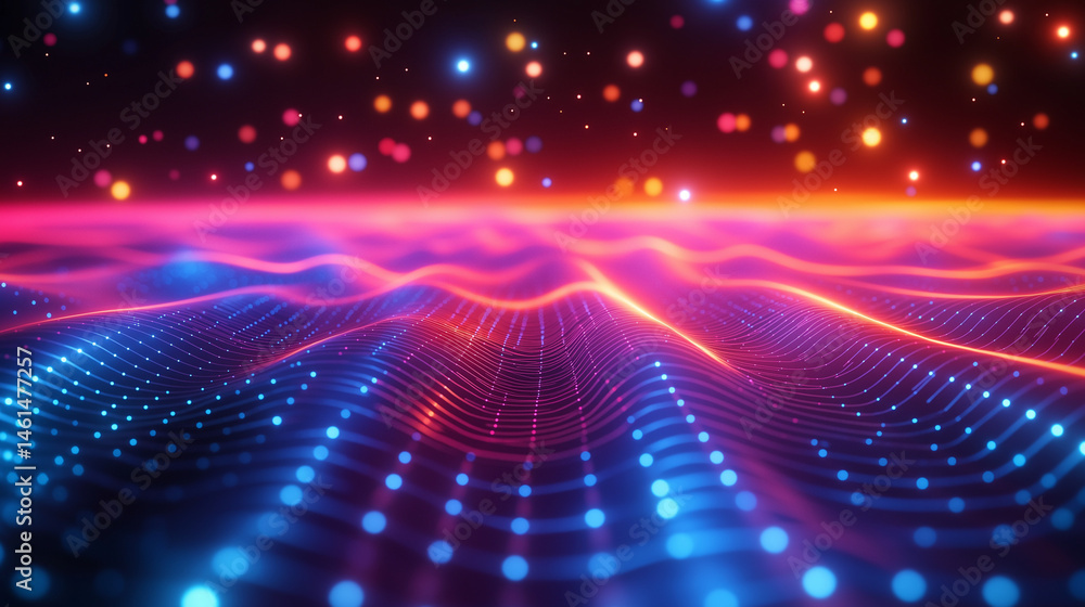 Obraz premium A cosmic dance floor made of a glowing crystal lattice