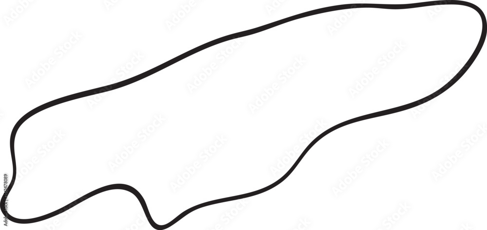 Fototapeta premium A simple continuous black forms a graceful elongated shape against a white background.