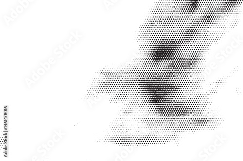 A close-up portrait of a face created with halftone dots.