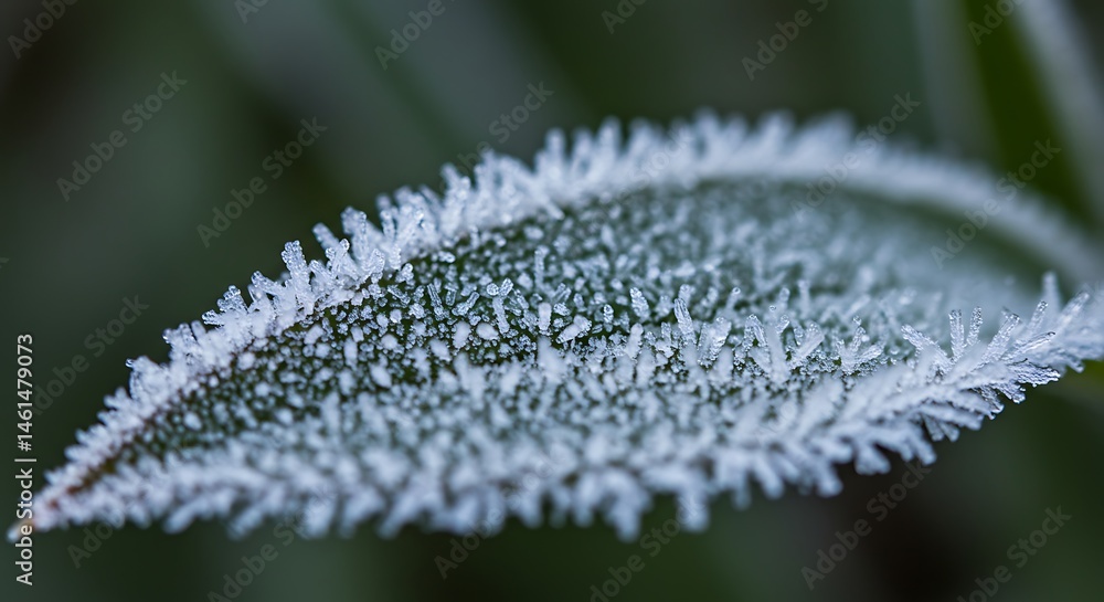 Naklejka premium Frost Covered Leaf Macro