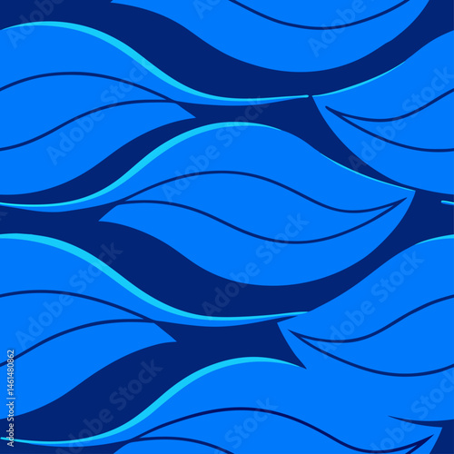 Abstract Waves Seamless Pattern Esoteric Water Element Design