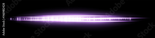 Purple glowing waveform with soft flare and reflection, radiating light intensity and dense central pattern. Used for futuristic audio display, signal visualization or interface effect.