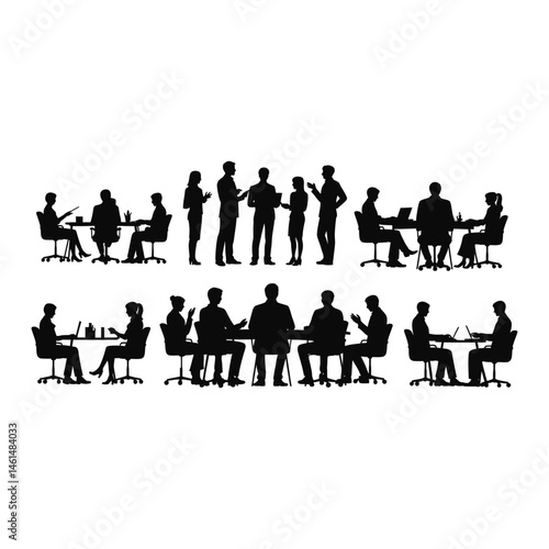 Business People in Meeting Silhouettes