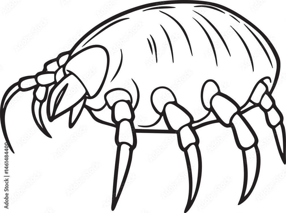 Fototapeta premium A stylized drawing depicts a segmented arachnid with prominent claws and legs.