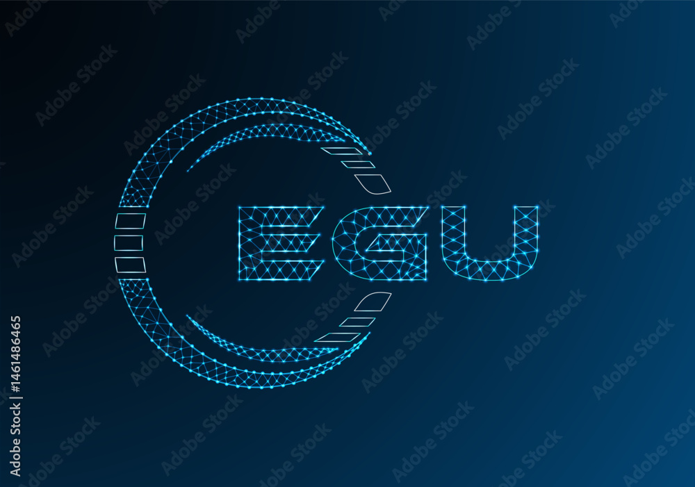 Fototapeta premium EGU low poly letter logo vector design. EGU lower poly logo design. Low poly logo.