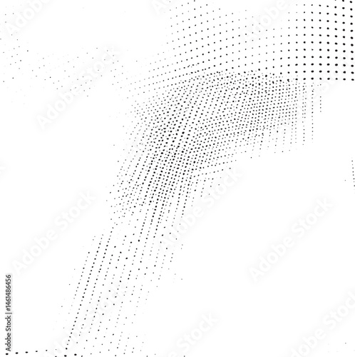 A dense array of interconnected dots forms a dynamic flowing diagonal