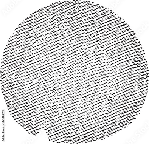 A large circular composed of densely packed dots.