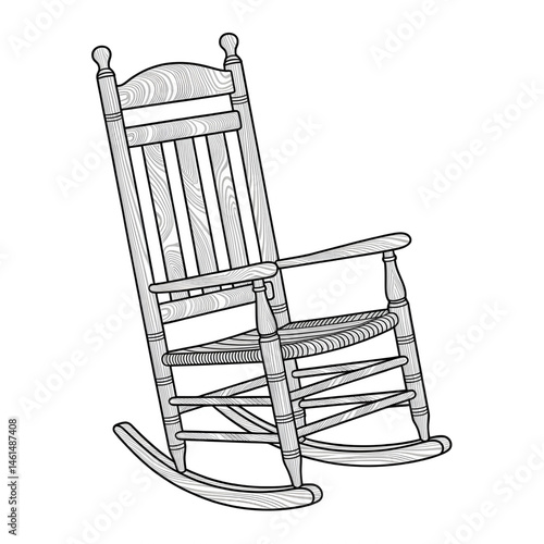 A rocking chair isolated on white background coloring 