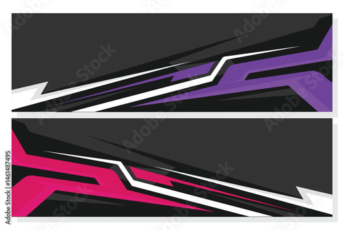 Car decal design vector. Graphic abstract stripe racing background kit designs for wrap vehicle, race car, rally, adventure and livery in  purple color combinations EPS 10